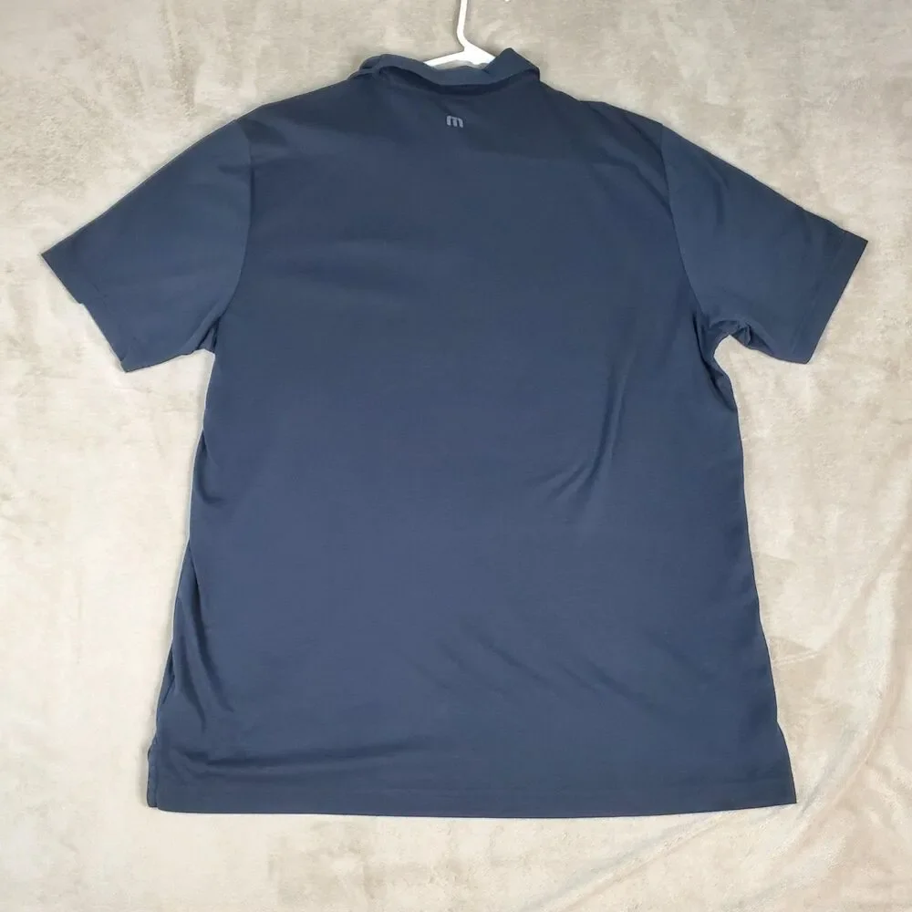Travis Mathew Polo Shirt Mens XL Blue Striped Pima Cotton Golf Performance Top - Picture 2 of 11